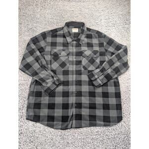 Wrangler Shirt Men 2XL XXL Black Gray Buffalo Plaid Flannel Chore Work Outdoor